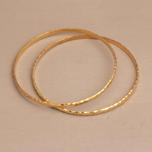 2 Gold Plated 925 Slim Half Hoop Bangle Bracelets